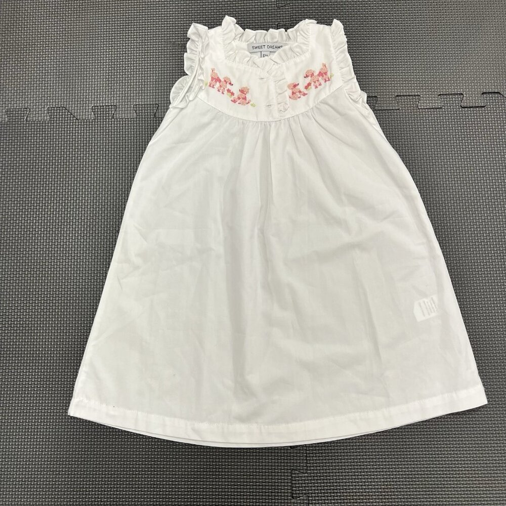 Sweet Dreams Baby Girl White Embroidered Poodle Dress Size 12 Months